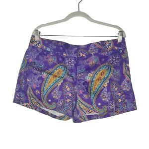 LoudMouth Golf Women's Shorts Size 12 Purple Paisley Print Cotton Blend